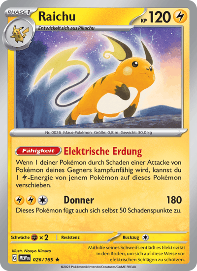Raichu 026/165 151 Pokémon Karte