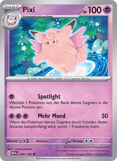 Pixi 036/165 151 Pokémon Karte