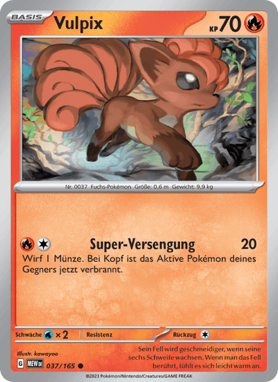 Vulpix 037/165 151 Pokémon Karte