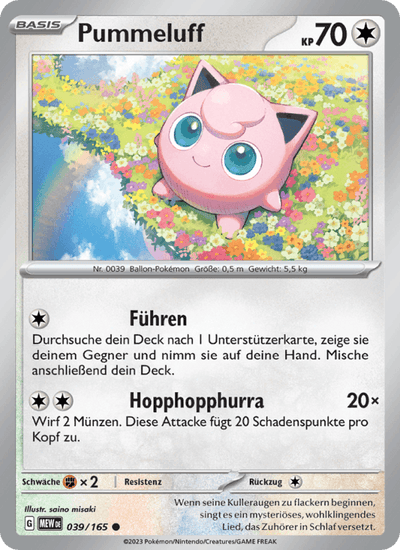 Pummeluff 039/165 151 Pokémon Karte