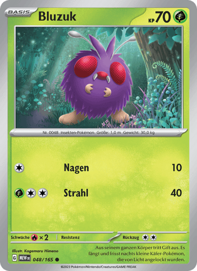 Bluzuk 048/165 151 Pokémon Karte