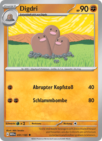 Digdri 051/165 151 Pokémon Karte