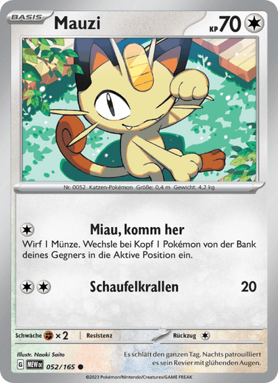 Mauzi 052/165 151 Pokémon Karte
