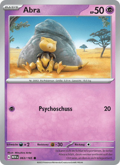 Abra 063/165 151 Pokémon Karte