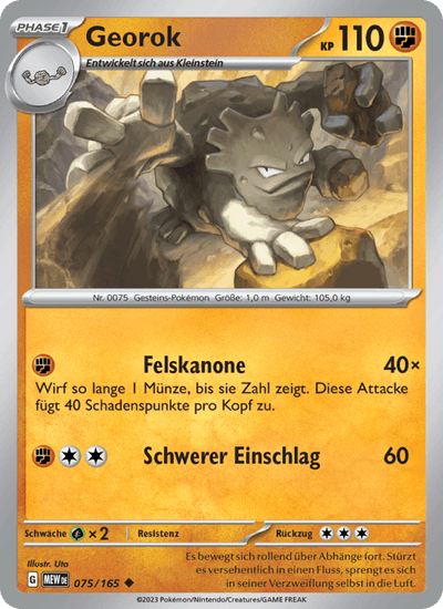 Georok 075/165 151 Pokémon Karte