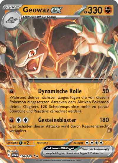 Geowaz-ex 076/165 151 Pokémon Karte