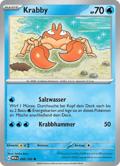 Krabby 098/165 151 Pokémon Karte