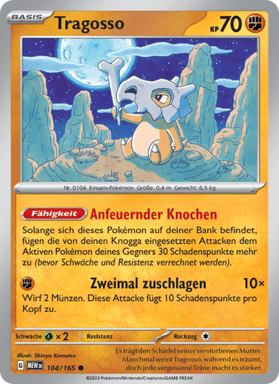 Tragosso 104/165 151 Pokémon Karte