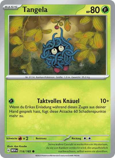 Tangela 114/165 151 Pokémon Karte