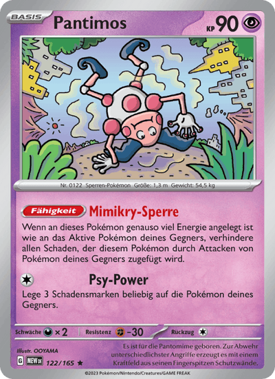 Pantimos 122/165 151 Pokémon Karte