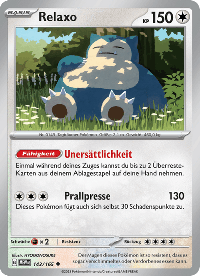 Relaxo 143/165 151 Pokémon Karte