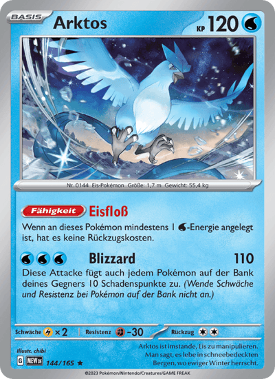 Arktos 144/165 151 Pokémon Karte