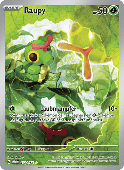 Raupy 172/165 151 Pokémon Karte
