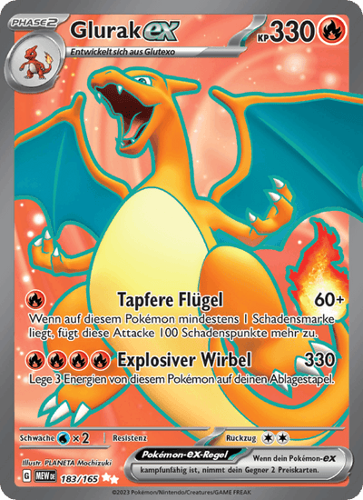 Glurak-ex 183/165 151 Pokémon Karte
