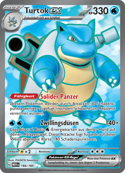 Turtok-ex 184/165 151 Pokémon Karte