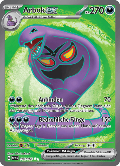 Arbok-ex 185/165 151 Pokémon Karte