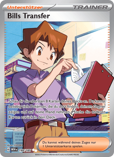 Bills Transfer 194/165 151 Pokémon Karte