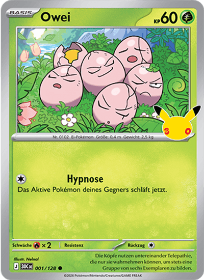 Owei 001/128 30th Celebration Pokémon Karte