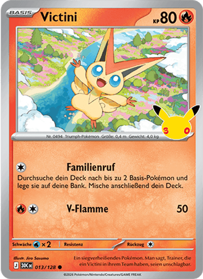Victini 013/128 30th Celebration Pokémon Karte