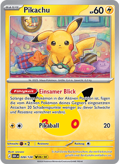 Pikachu 028/128 30th Celebration Pokémon Karte