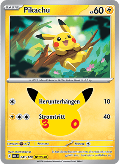 Pikachu 041/128 30th Celebration Pokémon Karte