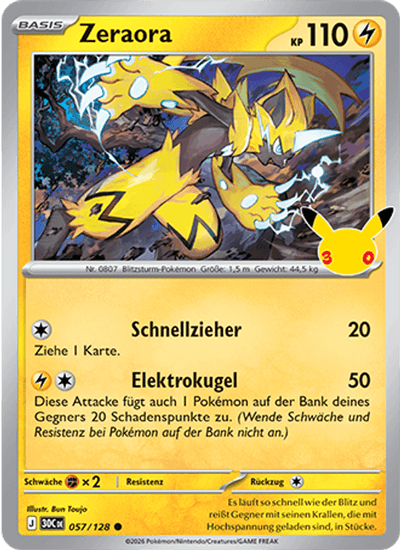 Zeraora 057/128 30th Celebration Pokémon Karte