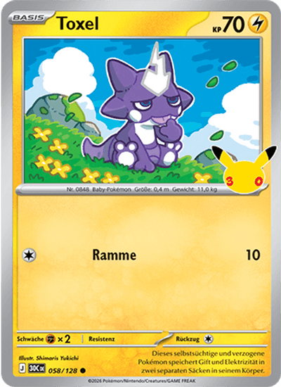 Toxel 058/128 30th Celebration Pokémon Karte