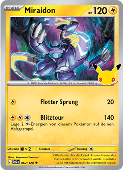 Miraidon 062/128 30th Celebration Pokémon Karte