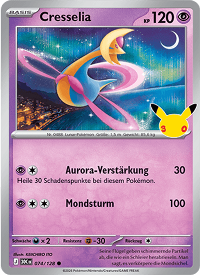 Cresselia 074/128 30th Celebration Pokémon Karte