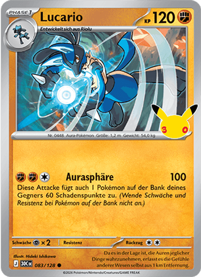 Lucario 083/128 30th Celebration Pokémon Karte