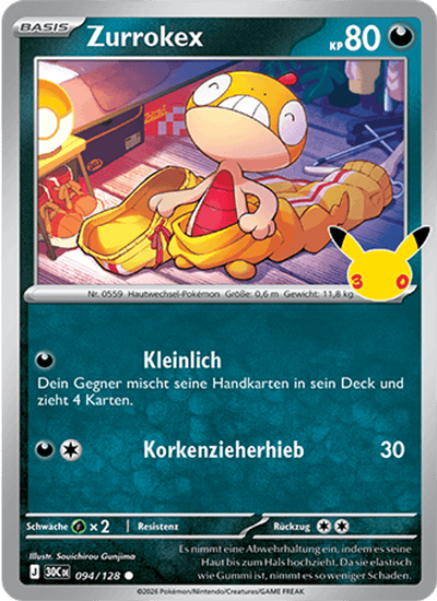 Zurrokex 094/128 30th Celebration Pokémon Karte