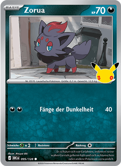 Zorua 095/128 30th Celebration Pokémon Karte