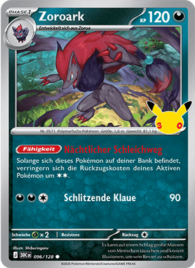 Zoroark 096/128 30th Celebration Pokémon Karte
