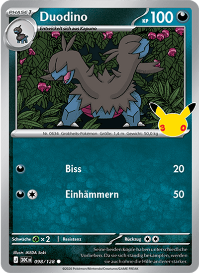 Duodino 098/128 30th Celebration Pokémon Karte
