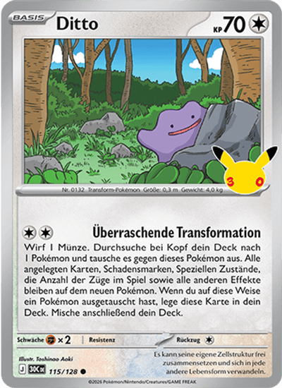 Ditto 115/128 30th Celebration Pokémon Karte