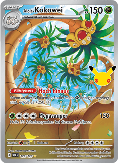 Alola-Kokowei 129/128 30th Celebration Pokémon Karte