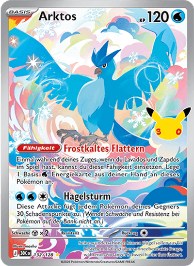 Arktos 132/128 30th Celebration Pokémon Karte