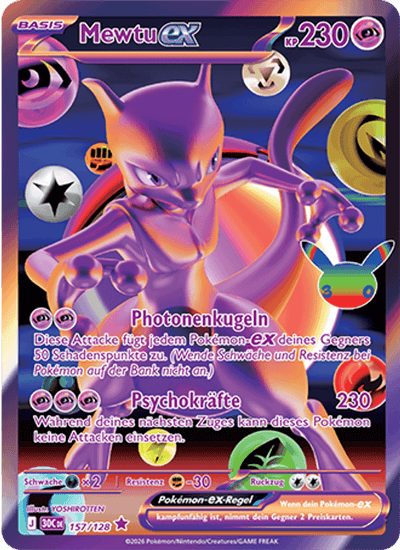 Mewtu-ex 157/128 30th Celebration Pokémon Karte