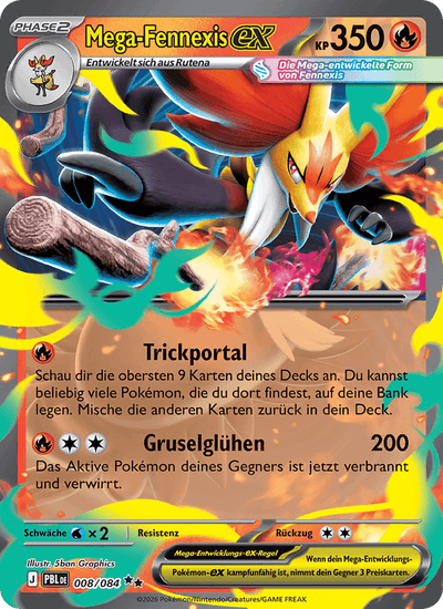 Mega-Fennexis-ex 008/084 Dunkelnacht Pokémon Karte