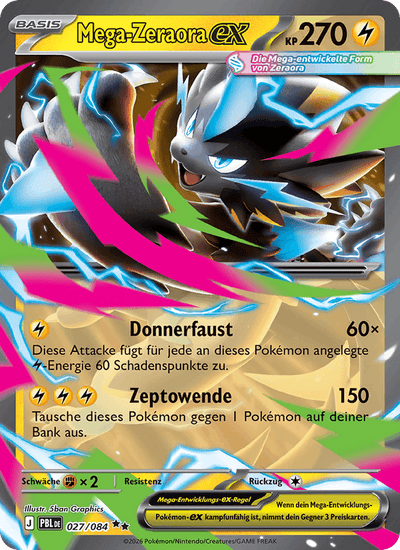Mega-Zeraora-ex 027/084 Dunkelnacht Pokémon Karte