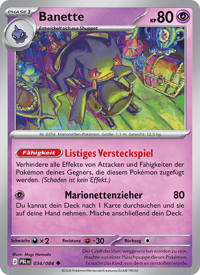 Banette 034/084 Dunkelnacht Pokémon Karte