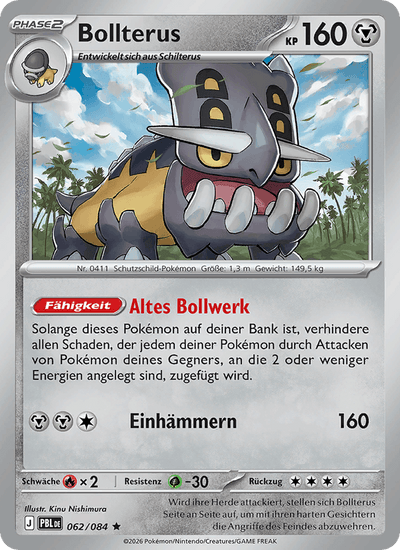 Bollterus 062/084 Dunkelnacht Pokémon Karte