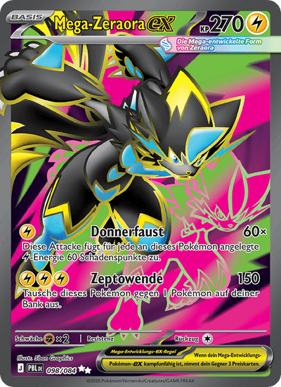 Mega-Zeraora-ex 098/084 Dunkelnacht Pokémon Karte