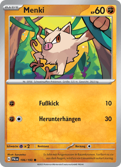 Menki 106/193 Entwicklungen in Paldea Pokémon Karte