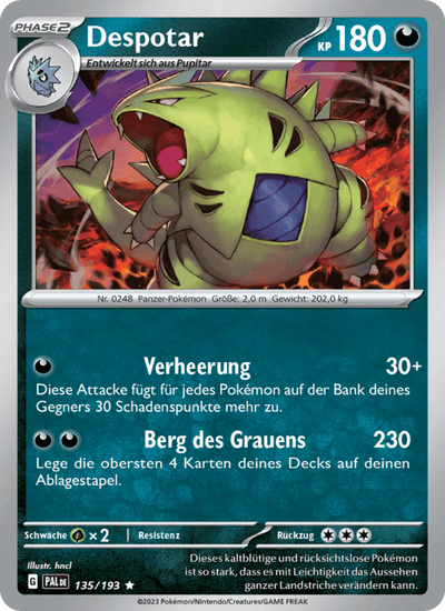 Despotar 135/193 Entwicklungen in Paldea Pokémon Karte