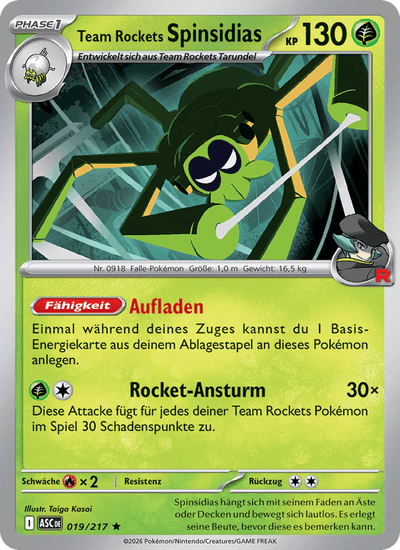 Team Rockets Spinsidias 019/217 Erhabene Helden Pokémon Karte