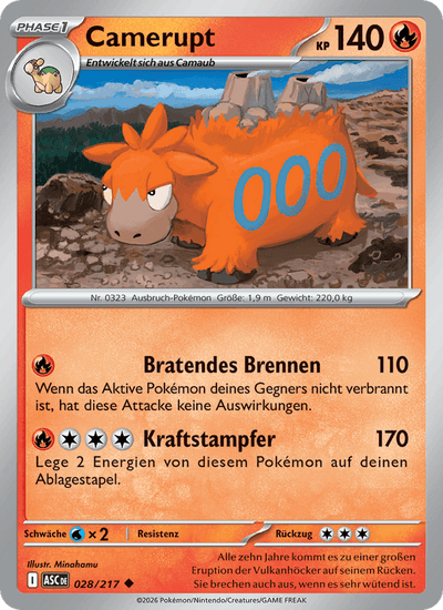 Camerupt 028/217 Erhabene Helden Pokémon Karte
