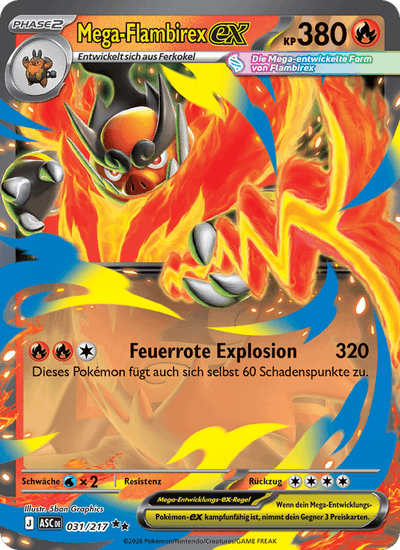 Mega-Flambirex-ex 031/217 Erhabene Helden Pokémon Karte