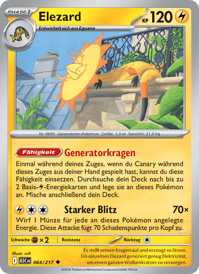 Elezard 064/217 Erhabene Helden Pokémon Karte