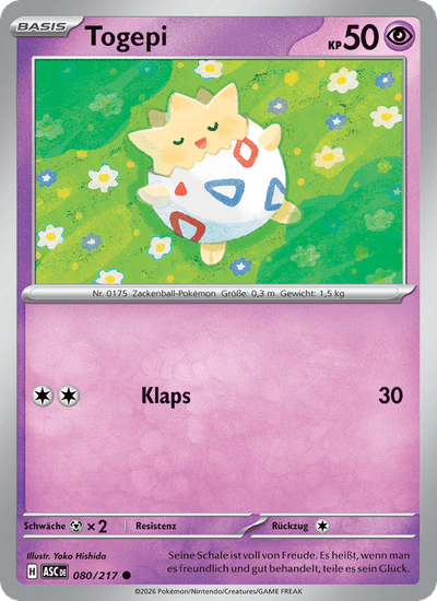 Togepi 080/217 Erhabene Helden Pokémon Karte